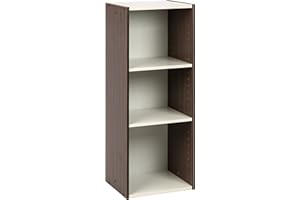 Iris Ohyama Estantería Espacio Ahorrador de 3 Niveles Extra Ancho, Marrón Ajustable, Multiuso, Modular, para Sala, Oficina, Habitación, Organizadora, Librería, Montaje Fácil, UB-9035