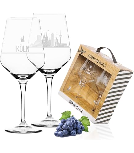 Leonardo Weinglas Mit Gravur – Skyline Kopenhagen, 360° Lasergravur, Geschenkbox, 226 Mm Hoch