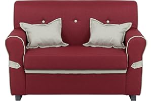 Totò Piccinni Divano 2 Posti in tessuto con Cuscini Imbottito, con Braccioli (Bordeaux)