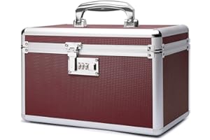 HEWEI WORKS Botiquin medicamentos casa, 31.0x18.3x19.3cm, Medicinas y seguridad en el hogar, caja multifuncional con cerradura combinada, Incluye caja de pastillero portátil de bolsillo (marrón/mediano)