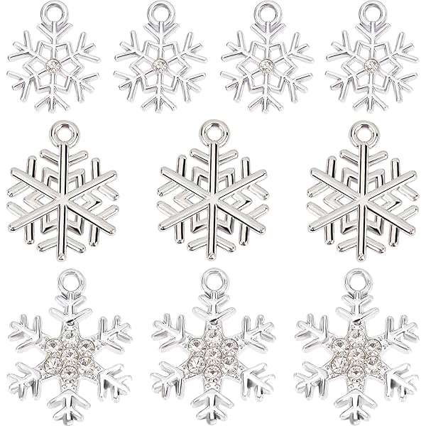 80 Pièces Pendentifs Flocon De Neige Argent - Breloques Noël, Ornements Pour Bijoux DIY, Cadeau Créatif Fêtes