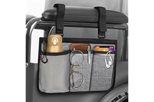 FINPAC Sac de Rangement pour Fauteuils Roulants, Sac Fauteuil Roulant, Accoudoir à Suspendre Support de Stockage Sac avec bandes réfléchissantes pour marcheurs, scooters de mobilité, déambulateurs