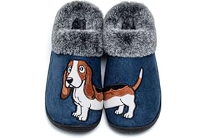 GURGER Pantofole Invernali Uomo Donna con Ricamo Cane, Calde Pelose Antiscivolo Ciabatte da Casa