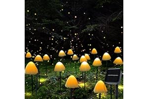 XRR Jardin extérieur de lumières solaires - 12 LED Guirlandes lumineuses de fées aux champignons Lumières de voie Lumières de piquet de paysage à énergie solaire Décoration pour jardin (blanc chaud)