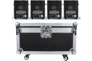 FODEXAZY 530W Macchine Pirotecniche con Flightcase, Telecomando Senza fili Macchina Scintilla Fredda per Matrimonio, DJ Show, Feste (4pcs Macchine Nere con Flightcase)