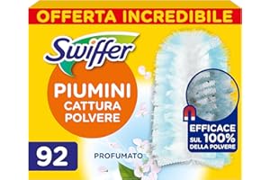 Swiffer Duster Piumini Cattura Polvere, 92 Piumini, Cattura e Intrappola Polvere e Sporco, Raggiunge I Punti più Difficili della Casa, Giga Formato