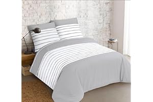 Vision - Dwustronny zestaw pościeli MIA - Zestaw poszewek na kołdrę 260 x 240 cm z 2 poszewkami na poduszki na łóżko King size dla 2 osób - 100% bawełna