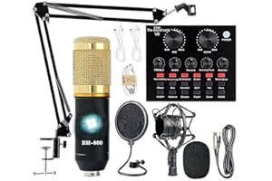 SKTOME BM-800 Recording Studio Bundle with Voice Changer and Live Sound Card for Laptop Vlog, Live Stream YouTube TikTok (AM100-V8)