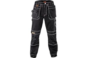 Black Hammer Men's Durable Lightweight Work Trousers Safety Cargo Pants for Men with Knee Pad & Multiple Pockets Professional Workwear for All Jobs Zilla Black