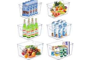 VIPNAJI Cestini Organizzatori per dispensa Trasparente - Set di 6 contenitori (2grandi,2medi e 2piccoli) - Contenitori organizzatori per Cucina, dispensa, armadietti etc, Salvaspazio - Senza BPA