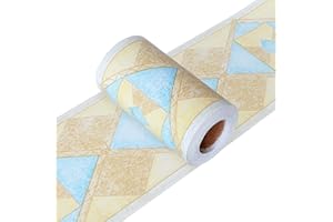 Yoillione Tapete Bordüre Selbstklebend Bordüren Gelb Tapetenbordüre Wand, Wasserdichte PVC Klebe Bad Bordüre Küche Wandbordüre Muster für Wohnzimmer Badezimmer Schlafzimmer Wanddeko