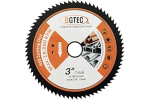BGTEC Brzeszczoty tarczowe HSS metalowa tarcza tnąca 75 mm x 10 mm x 72 zęby, cięcie dachu, nadaje się do cięcia miękkich metali, aluminium, miedzi, drewna, tworzywa sztucznego