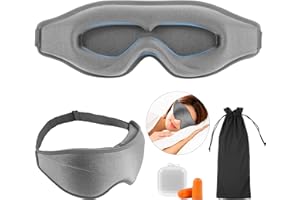 LEGEZON Antifaz Dormir Mujer Hombre Duermen de Lado, Copa Contorneada 3D, 13 Mm de Profundidad, 100% Opaco, Mascara Tapa Ojos Dormir, Sin Sudar, Tapones para Los Oídos, Bolsa de Viaje, Avión Turno de Trabajo