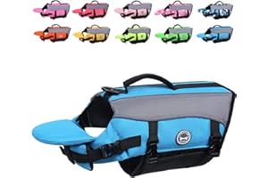 VIVAGLORY Giubbotto Salvagente per Cani con Galleggiante Anteriore Rimovibile, Gilet di Salvataggio per Cani con Imbottitura Extra e Rifiniture Riflettenti per Nuoto e Navigazione, Blu, XL