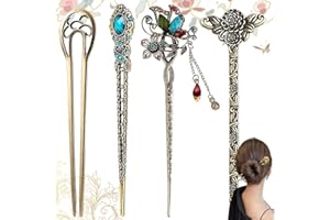 BENATON 4 Pièces Baguette Cheveux Femme, Vintage Cheveux Bâton, Bâtons de Cheveux Chinois, pour les Célébrations D'anniversaire et les Représentations Théâtrales de Décoration Capillaire