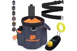 AMZNOVA Leckerli-Trainingstasche, Mehrzweck- und tragbare Leckerli-Tasche für Welpen, Verstellbarer Bund und Kotbeutelspender für Spaziergänge, Wandern, Heideblau