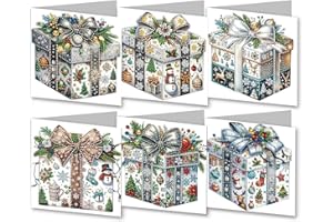 CXINLky 5D DIY Diamond Art Painting Karten, 2024 Weihnachten Diamond Art Painting Karten, 6 Stuck Weihnachtskarte, Weihnachten für Familie-05