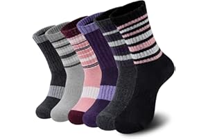 Chalier Finery 6 par wełnianych skarpet damskich, skarpety termiczne, ciepłe skarpety zimowe, przytulne do chodzenia, grube skarpetki, prezenty świąteczne dla kobiet