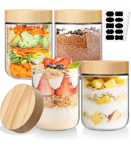 Overnight Oats Lot De 4 Bocaux En Verre De 250 Ml - Récipients à