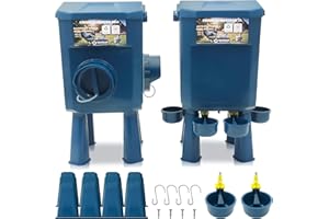 GAMSAR Kit Mangiatoia e Abbeveratoio per Galline 8KG/7L – Anti-Parassiti, Valvola Automatica, Anti-Cianobatteri, Ideale per Microfattorie e Allevatori Amatoriali, Autonomia a Lunga Durata, Riduce i Ricarichi