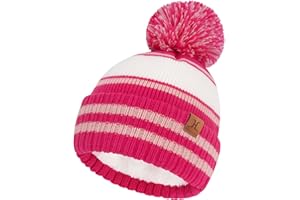 Bequemer Laden Gorro Pompon de Invierno Niño y Bebé, Caliente Forrado de Polar, Gorra Skull para 2-7 Años Regalo Niño Niña