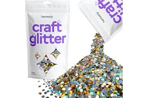 HEMWAY Purpurina para manualidades vasos de resina holográfica dorada y plateada tarjetas joyas navideñas velas súper gruesa 100 g/3,5 oz