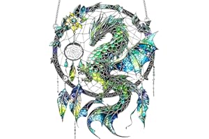 ZHONGKO Dragon Dreamcatcher Suncatcher, Mystical Dragon Acrylic Ornament Stained Glass Effect Window Hanging Colourful Fantasy Sun Catchers for Indoor Outdoor Windows Garden Home Decor