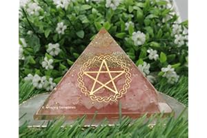 AMAZING GEMSTONE Grande pyramide d'orgone | Cristal de pyramide de quartz rose | Pyramide Pentacle Orgonite | Guérison par l'énergie positive des pyramides d'organes