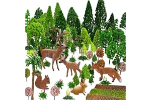 OrgMemory Modello Misto Alberi, 70 pz, 4-16 cm, Animali del Bosco Miniatura, Alberi Finti Diorama, Modello Treno Scenery, per Progetti Senza Basi, Paesaggio DIY, Paesaggi in Miniatura