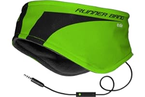 SBS Bandeau de sport d'hiver avec protège-oreilles et écouteurs filaires pour la musique et les appels, jack 3,5 mm, lavable, idéal pour la course, le trekking et la randonnée, vert, Unica
