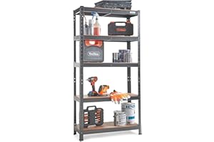 VonHaus 5-Tier Garage Shelves - Heavy Duty Garage Racking with Massive 875kg Capacity, 175KG per Shelf - Durable Metal Racking for Garage, Shed and Workshop Storage - 150cm H 75cm W 30cm D