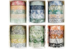 YUBX 30 rouleaux Fleur Washi Tape Ruban Adhésif Papier Motifs floraux Décoratif Maigre Masking Tape pour Scrapbooking Artisanat de Bricolage (Greens Thrive)