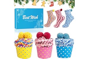 LDUMODUW Geschenk für Frauen Kuschelige Socken Frauen Weihnachten Lustige Socken Geschenkideen Bequeme Winter Warme Cupcake Flauschige Bunte Haus Socken Geschenke für Freundin Schwester Mama
