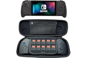 RREAKA Hori Split Pad Pro Case - Hard Shell Case for Nintendo Switch OLED HORI Split Pad Pro Controllers Handle Travel Portable Case Carrying Bag 10 Game Card Slots/Button Protection/Large Capacity Black