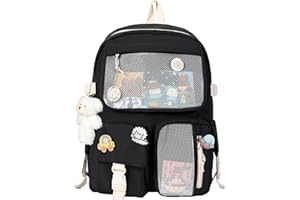 HORHEAR Sac à dos Kawaii pour L'école, Sac à dos Mignon avec Accessoires Kawaii, Broche et Pendentif,Animal en Peluche