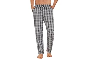 Aseniza Pantalon Pijama Hombre Invierno Largos 100% Algodón Pantalones Pijama Hombre Cuadros Pantalón Pijama de Estar por Casa