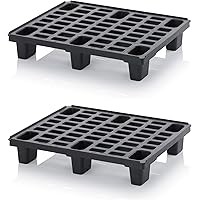 2x Leichtpalette 80x60 Kunststoffpalette im 1/2-Europaletten Maß inkl. gratis Zollstock * Halbe Palette, 2er Set