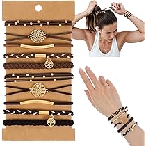 WantGor Boho Hair Ties, 20 PCS Hair Bands 4 Styles Bracelets Hair