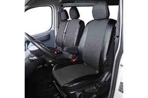 TOYOUN Juego de Fundas de Asientos para Furgonetas y Camiones de 2 + 1 plazas, Fundas Asientos Coche Universales Set,Protector Cubre Asiento Coche Accesorios de Automóvil Cuero sintético,Negro y Gris