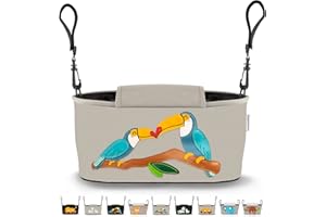 GRINSEZWERGE Borsa per Passeggino - 12 Motivi I Organizer per Carrozzina Neonato I Portaoggetti con Dispenser per Salviette I Universale Organizzatore Bambini colore grigio I Bambina Stroller Bag