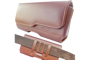 scozzi Handy Gürteltasche Echt Leder Quer Gürtel Tasche Handytasche Clip Halterung Universal z.B. kompatibel mit Samsung S24 S23 S22 S21 A55 A54 für iPhone 15 14 13 12 11 FE Plus Ultra Mini Lite Pro