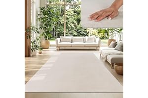 TT Home Tappeto Salotto Pelo Corto Monocolore Design Moderno Lavabile, Colore: Crema, Dimensione:200x280 cm