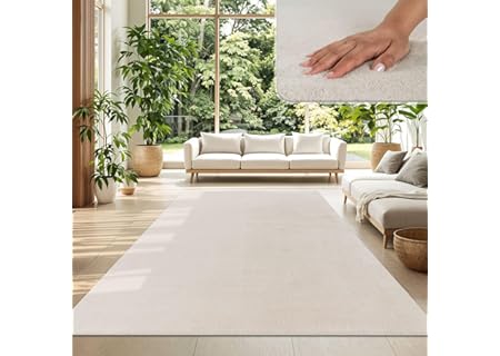 TT Home Matta Vardagsrum Stor Matta Enfärgad Modern Design Tvättbar Gul Guld, Färg:Grädde, Storlek:2 - Amazon Deal & Rabatt