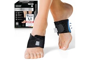 ICEHOF Soporte de arco para fascitis plantar y pie plano (2 unidades) - Vendaje ajustable para aliviar el dolor y apoyar el arco del pie - Transpirable - Unisex - Para deporte y uso diario