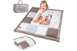 TOTSY BABY Tapis Parc Bebe Patchwork 120x120 cm- Tapis Couverture bébé Naissance Matelas Parc Coton avec Velours et piqué gaufré Hiboux
