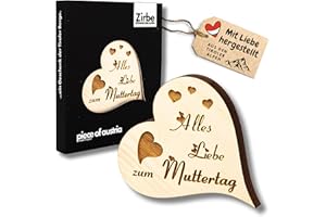 sagl.Tirol® Herz zum Muttertag, Muttertagsgeschenk aus Zirbenholz, Zirbenherz Muttertag, Muttertagsgeschenke für Mama, Geschenke zum Muttertag, Mama, Alles Liebe zum Muttertag