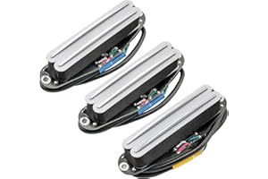 Musiclily Pro ST-DPHC Keramik Rail Blade Humbucker Tonabnehmer Single Coil Format Super Distortion Hals Mitte Steg Pickups Set für Strat Style E-Gitarre, Weiß Körper Chrom Rail