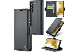Rerzoiro Handyhülle für Samsung Galaxy S22 Plus Hülle, Premium PU Leder Klapphülle RFID Schutzhülle Magnet Kartenfach Standfunktion Flip Wallet Tasche Case Kompatibel Samsung S22 Plus, Schwarz
