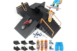CS COSDDI Mini Finger Skateboards Ramp Accessories Set, 6-in-1 Fingerboard Toy Skate Park Kit Ramp, DIY Assembly Mini Finger Skateboard Ultimate Park Set Ramps for Kids Birthday Gift