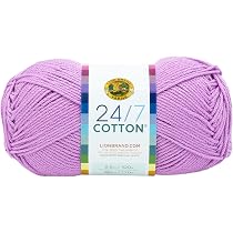 Lion Brand 24/7 Cotton Yarn – 100% Baumwolle, Mercerisiert, Farbe Lilac
